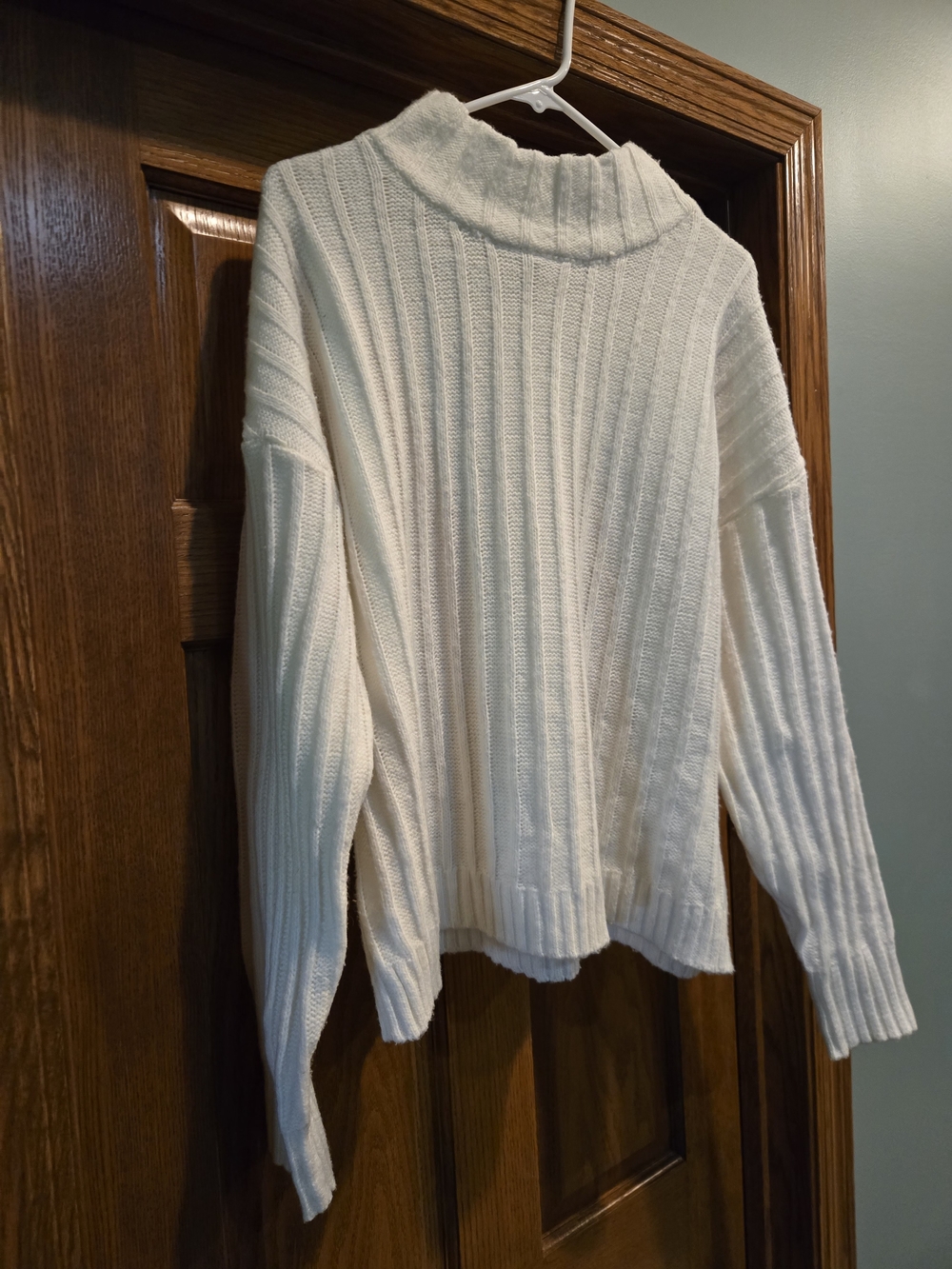 Time and Tru Cream Ribbed Cowl Neck Sweater - Picture 7 of 15